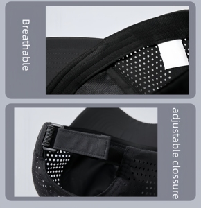 Casquette de baseball sportive personnalisée à 6 panneaux pour adulte, séchage rapide, logo brodé, trous d'aération découpés au laser - Product Image 4