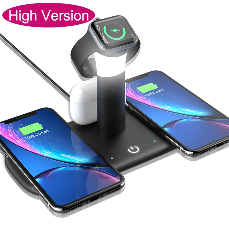 Hohe Version 15W 5 in 1 Wireless Charger Dock Schnell ladung Desktop Station Watch Phone PD Ladegeräte Mit LED-Licht Für iPhone