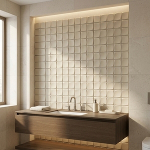Mosaico in Ceramica Scolpita 3D, Piastrelle Quadrate Decorative per Bagno, Rivestimento per Lobby di Hotel - Product Image 1