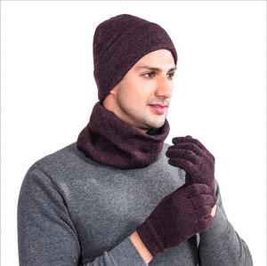 Vente de charme 2023 tricot <span class=keywords><strong>bonnet</strong></span> chapeau écharpe gants trois pièces ensemble d'hiver - Product Image 2