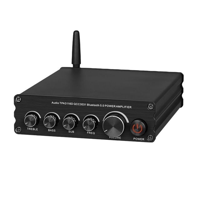 3 Channels Mini Power Amplifier 50WX2 100W HiFi Stereo Class D Amp Bass Treble for Home Theater SUB Speaker
