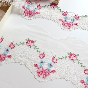 Renkli nakış kolye dantel perde elbise için kırpma Polyester pamuk çiçekler dantel şerit - Product Image 1