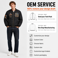 Blouson Bomber Matelassé Hiver en Nylon et Polyester Brodé Style Western Streetwear, Veste Universitaire Oversize Tendance avec Logo Personnalisé pour Hommes