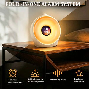 Réveil numérique à écran couleur avec simulation du lever et du coucher du soleil, machine à bruit blanc, veilleuse d'ambiance RGB pour chambre à coucher - Product Image 3