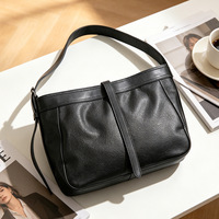 Sac bandoulière décontracté en PU noir grainé, grande capacité, étanche, personnalisé en usine, pour hommes, vente en gros