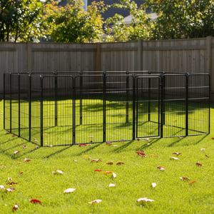 Parc pour chien en acier thermolaqué noir, rectangulaire, 48 po x 36 po, avec finition noire élégante pour usage extérieur - Product Image 2