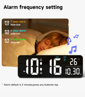 Jam dinding layar LED HD, untuk dekorasi ruang tamu, Desktop dan dinding dengan 2 Alarm kendali jarak jauh