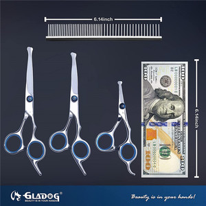 Ciseaux de toilettage pour animaux de compagnie, ensemble de 6 pièces, outils multifonctionnels en acier inoxydable pour couper les poils de chien, avec peigne et étui - Product Image 3