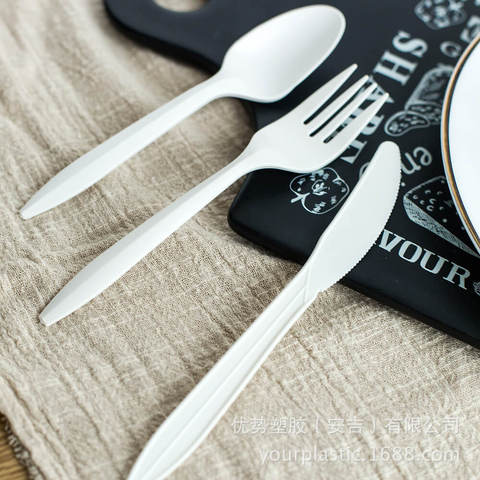 Biodegradable Corn Starch Cutlery Set – Compostable Travel Utensils