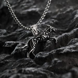 Stainless Steel <b>Wolf</b> Pendant <b>Necklace</b> Men's Viking Celtic Style Animal Shape Hip Hop Fashion Jewelry - Product Image 4