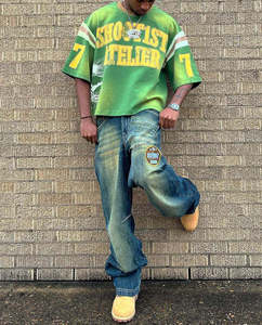 Hip Hop Thả Đồ Họa Nặng Nặng Áo Phông Sang Trọng Cotton Tùy Chỉnh Thời Trang Đường Phố Quá Khổ Cắt Boxy T-Shirt Cho Nam Giới - Product Image 3