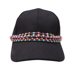 Chaîne de cheveux décorative avec perles œil porte-bonheur, chaîne en métal unisexe, accessoire décontracté pour chapeau, bijoux multicolores plaqués - Product Image 2
