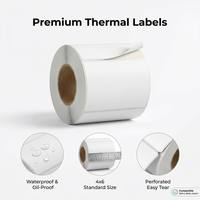 Kertas Label Thermal 4" X 6" Gulungan Perekat 500 Label/Gulungan Tahan Air Sensitif Panas untuk Alamat Pengiriman Printer Barcode