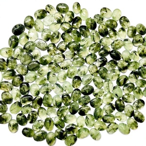 Pierres de préhnite verte naturelle polies en cabochon pour bijoux en argent, bagues, pendentifs, colliers et créations en macramé - Product Image 2