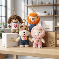 Peluche personnalisée OEM ODM en forme de Terrier en combinaison, porte-clés en peluche, animal en peluche en coton PP, mascotte promotionnelle en peluche