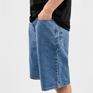 Chine fabricant hommes taille moyenne fermeture éclair braguette coupe ample 100% coton Denim pantalon Baggy Jorts jean Shorts - Product Image 2
