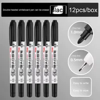 Marqueur effaçable double pointe 0,5 mm / 1 mm, noir et rouge, pour tableau blanc, idéal pour les enseignants