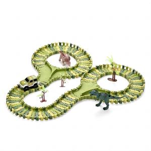 <span class=keywords><strong>QS</strong></span> Tùy Chỉnh Giáo Dục Trẻ Em Đồ Chơi 120Pcs Tự Làm Lắp Ráp Nhựa Linh Hoạt Khủng Long Mô Hình Khe Cắm Racing Đường Sắt Xe Ô Tô Theo Dõi Đồ Chơi - Product Image 1