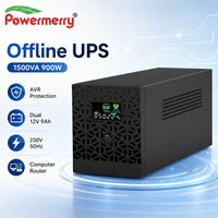 Système d'alimentation de secours hors ligne 1500VA 900W 230V 50Hz AVR avec deux batteries 12V 9Ah pour la maison, le bureau, l'ordinateur et le routeur en UE