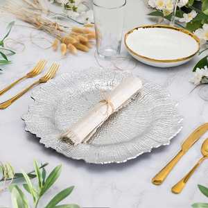 Platos de presentación de plástico de lujo de 13 pulgadas, irrompibles, dorados y plateados metálicos, decorativos, para banquetes de boda, al por mayor - Product Image 5