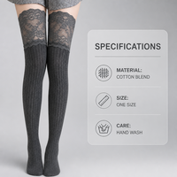 Chaussettes longues OEM pour femmes, au-dessus du genou, avec dentelle, tricot côtelé, pour cosplay, Lolita, fête, uniforme scolaire JK, automne-hiver