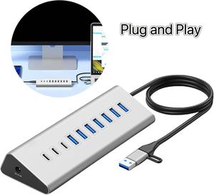 SYONG Multi-poort splitter USB3.2 Type-C dockingstation, meerdere 10-poorts hubs, stekkeruitbreiding, dockadapter voor pc en laptop - Product Image 5