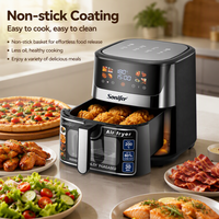 Friteuse à air carrée sans huile Sonifer SF-1034S 8,5 l 1700 W numérique avec faible teneur en matières grasses et minuteur 60 min pour des repas sains à la maison