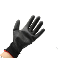 Gants de travail antidérapants en polyester, 13g, sécurité, bon marché, industriel, enduit de PU noir, vente en gros