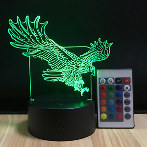 Lámpara LED de noche 3D Eagle con <span class=keywords><strong>USB</strong></span>, lámpara de mesa con Control remoto, ilusión de 16 colores, lámpara de escritorio con batería - Product Image 4