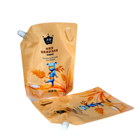 Sacs d'emballage pour lessive jetables en PET/NY/PE de 1L, 2L, 3L, 5L, à fond plat, avec bec verseur d'angle et impression par gravure