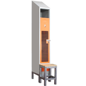 Casiers de rangement en toit incliné avec ventilation en grille d'entrepôt métallique Armoire à chaussures pour athlètes d'extérieur avec banc - Product Image 3