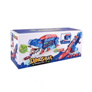 Camion de stockage de dinosaures 2 en 1 Jouet en métal pour avaler une voiture qui se transforme en <span class=keywords><strong>T</strong></span>-<span class=keywords><strong>Rex</strong></span> avec piste de course de voitures coulissantes - Product Image 3