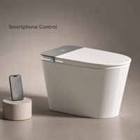 WC intelligent monobloc en céramique avec bidet intégré, chasse d'eau automatique, siège chauffant, capteur de pied et télécommande