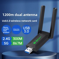 Adaptateur de carte réseau sans fil double bande 5G/2.4G USB 3 sans pilote, Dongle WiFi 1200 Mbps avec antenne, Récepteur externe pour ordinateur portable