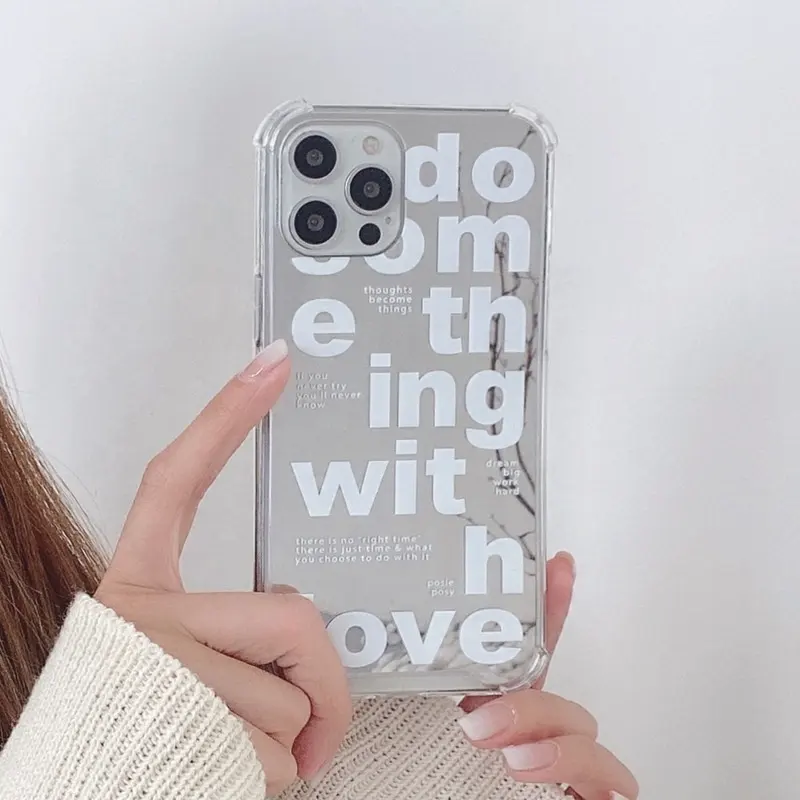 Прозрачный ударопрочный роскошный Гальванизированный зеркальный макияж индивидуальные буквы дизайнерский чехол для сотового телефона с принтом для iPhone 13
