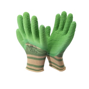 Guantes Verdes de Punto de Calibre 10 con 5 Hilos, Recubrimiento de Látex Arrugado en la Palma, Sin Costuras, para Uso General - Product Image 4