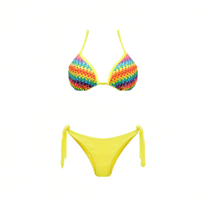 <b>Bikini</b> Set With Rainbow Pattern Yellow Top And Bottom Swimwear For Women Size 42 44 46 48 - Product Image 2