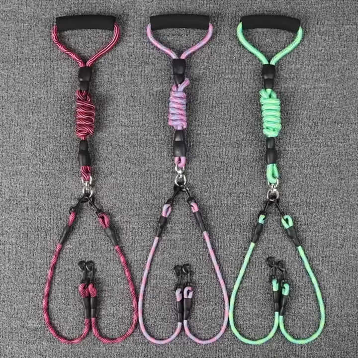 Anti Winding and Detachable Pet Dual Head Dog Walking Rope with Wavy ...