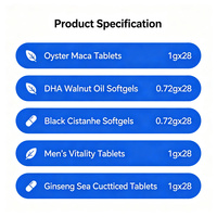 Özel Marka Erkek Sağlığı ve Canlılık Seti Enerji Desteği Maca Ginseng DHA Besin Takviyesi 5'i 1 Arada Kombine Paket Günlük 2 Tablet