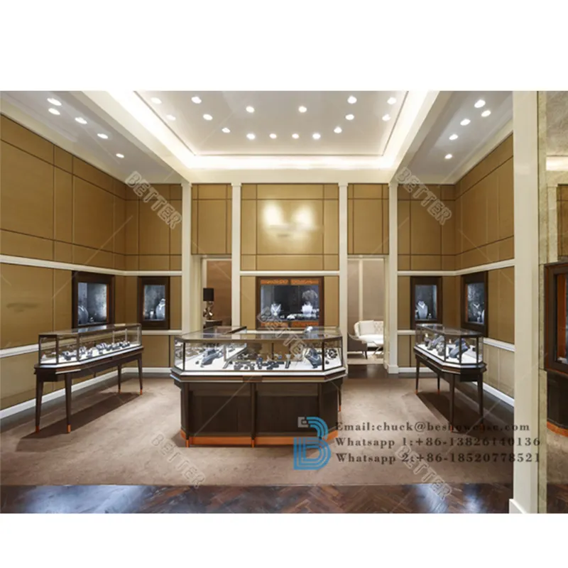 Negozio di gioielli di moda Interior Design su misura espositori di gioielli in legno antico gioielli da parete vetrina per Showroom