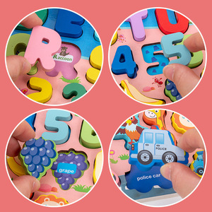 Tavola Logaritmica Digitale in Legno per Bambini con Figure di Animali, <span class=keywords><strong>Puzzle</strong></span> Cognitivo di Traffico, Frutta e Parole per Bambini dai 3 ai 6 Anni, Giocattoli Educativi Precoci - Product Image 4