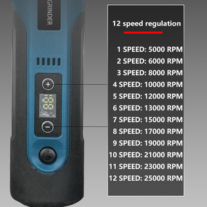 מטחנה זוויתית תעשייתית 7.4V בעלת הספק גבוה עם סוללת ליתיום נטענת, 12 מהירויות, צג דיגיטלי, מנוע ליבה נחושת לחיתוך - Product Image 4