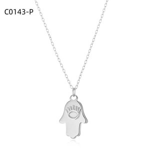 Collar con Colgante Amy Fashion, Cadena de Acero Inoxidable Plateada, Diseño de Mano de Hamsa, Minimalista para Mujer, Uso Diario, Regalo - Product Image 1