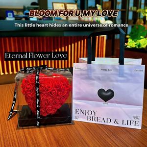 باقة زهور على شكل قلب أبدي في صندوق هدايا مع ورود للتخرج ومفاجأة عيد الحب للحبيبة والزوجة - Product Image 3