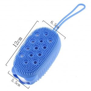 Brosse de bain en silicone souple entièrement naturelle, éponge de douche moussante double face avec design personnalisé, service OEM ODM, usine - Product Image 1