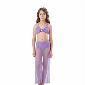 Set bikini per ragazze HDJ con pantaloni in rete, costume da bagno viola, taglia 8 10 12 14 16 - Product Image 2