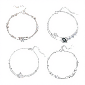 สร้อยข้อมือเงินแท้ 925 ลายดาวประดับเปลือกหอยสีขาว รูปหงส์และใบโคลเวอร์ สองชั้น สำหรับผู้หญิง ของขวัญ - Product Image 2