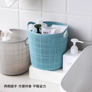 Laundry Hamper <b>Large</b> Round Blue PP Eco-Friendly Storage <b>Basket</b> For Home Bathroom Bedroom Use - Product Image 2