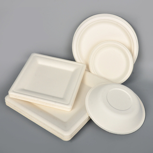 Assiettes jetables de plateau alimentaire en papier de pulpe de canne à sucre vaisselle en bagasse biodégradable vaisselle en plastique poli écologique - Product Image 6