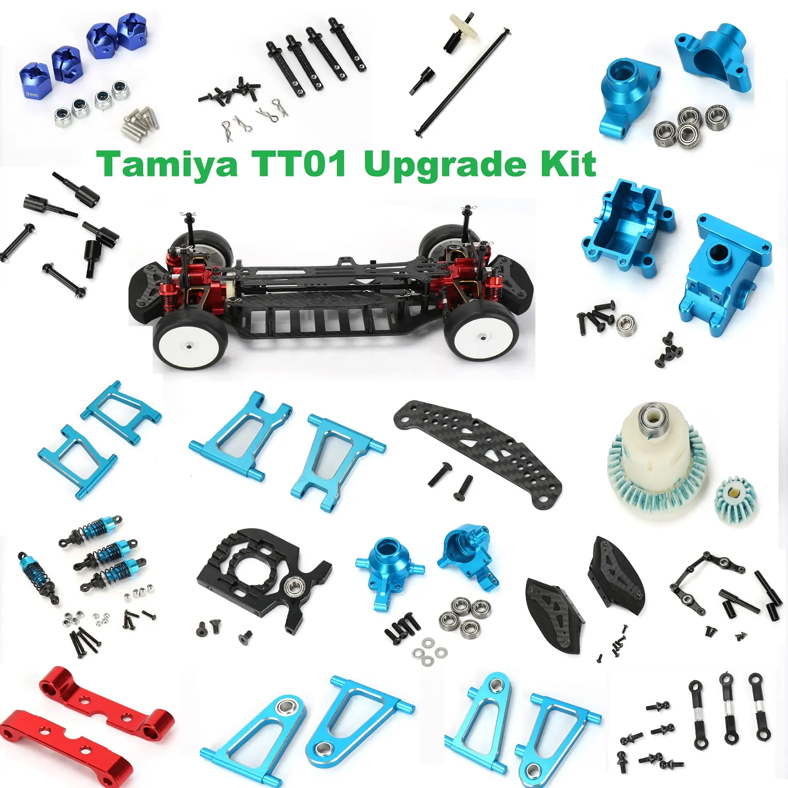 Metal Modification Accessory Kit Suspension Arms Steering Knuckle Set for Tamiya TT01 TT-01 1/10 RC Car Upgrade Parts